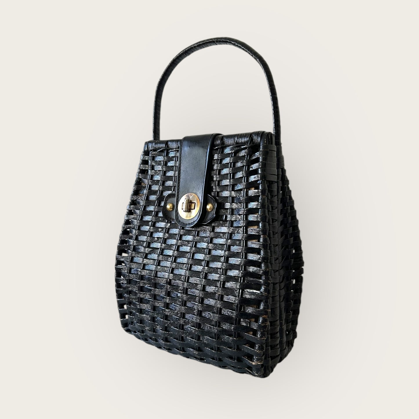 vintage black wicker bag