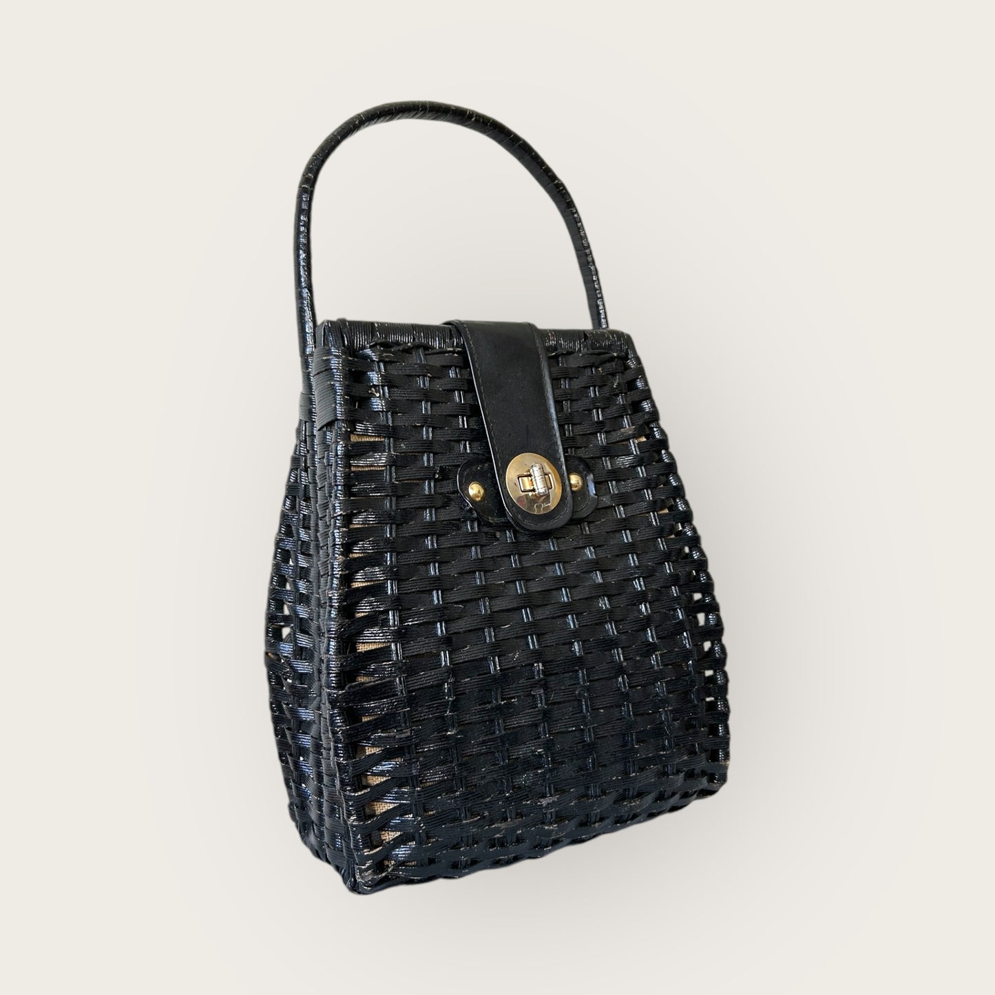 vintage black wicker bag