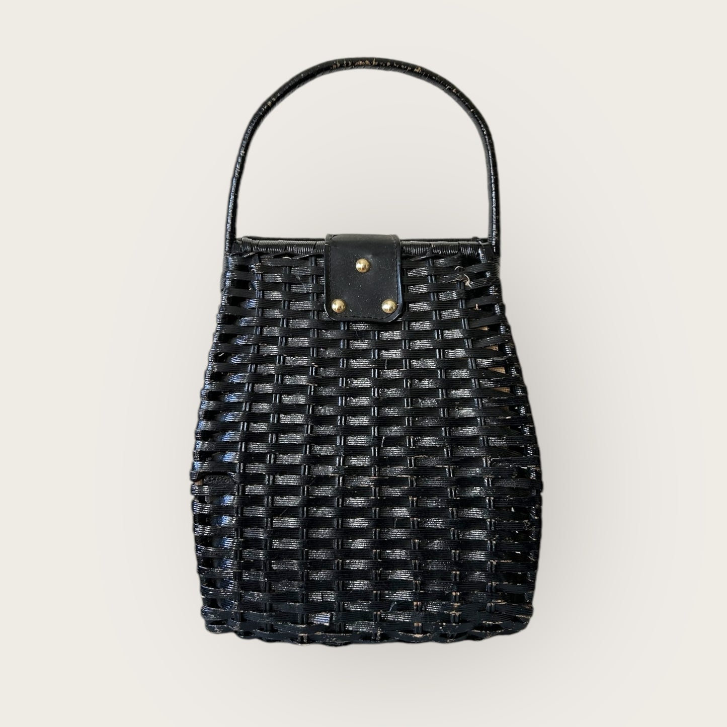 vintage black wicker bag