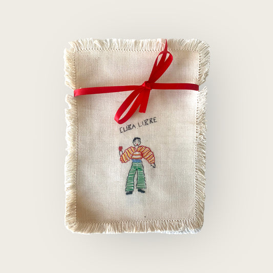 vintage embroidered 'cuba libre' bar napkin