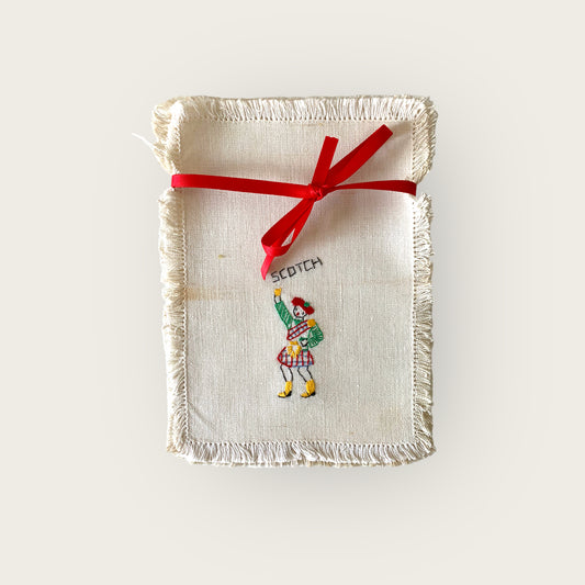 vintage embroidered 'scotch' bar napkin