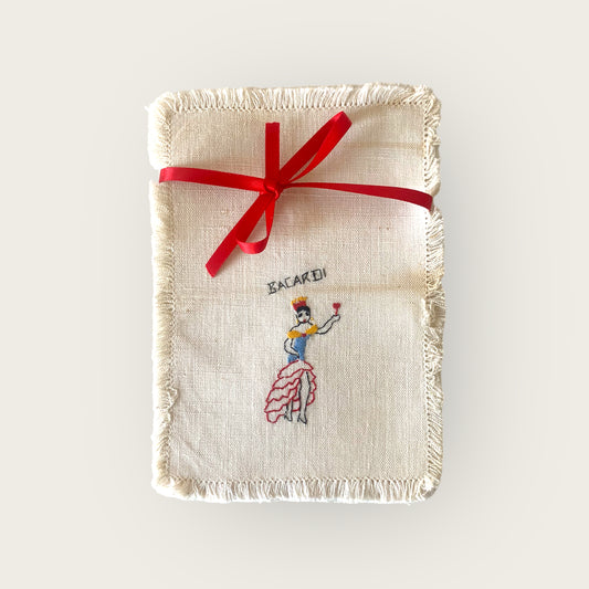 vintage embroidered 'bacardi' bar napkin