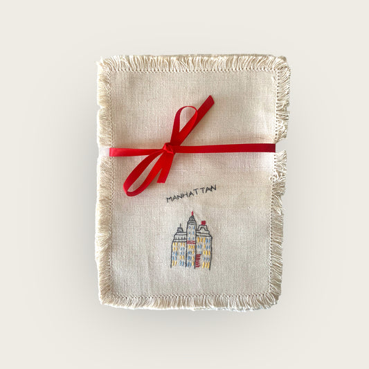 vintage embroidered 'manhattan' bar napkin