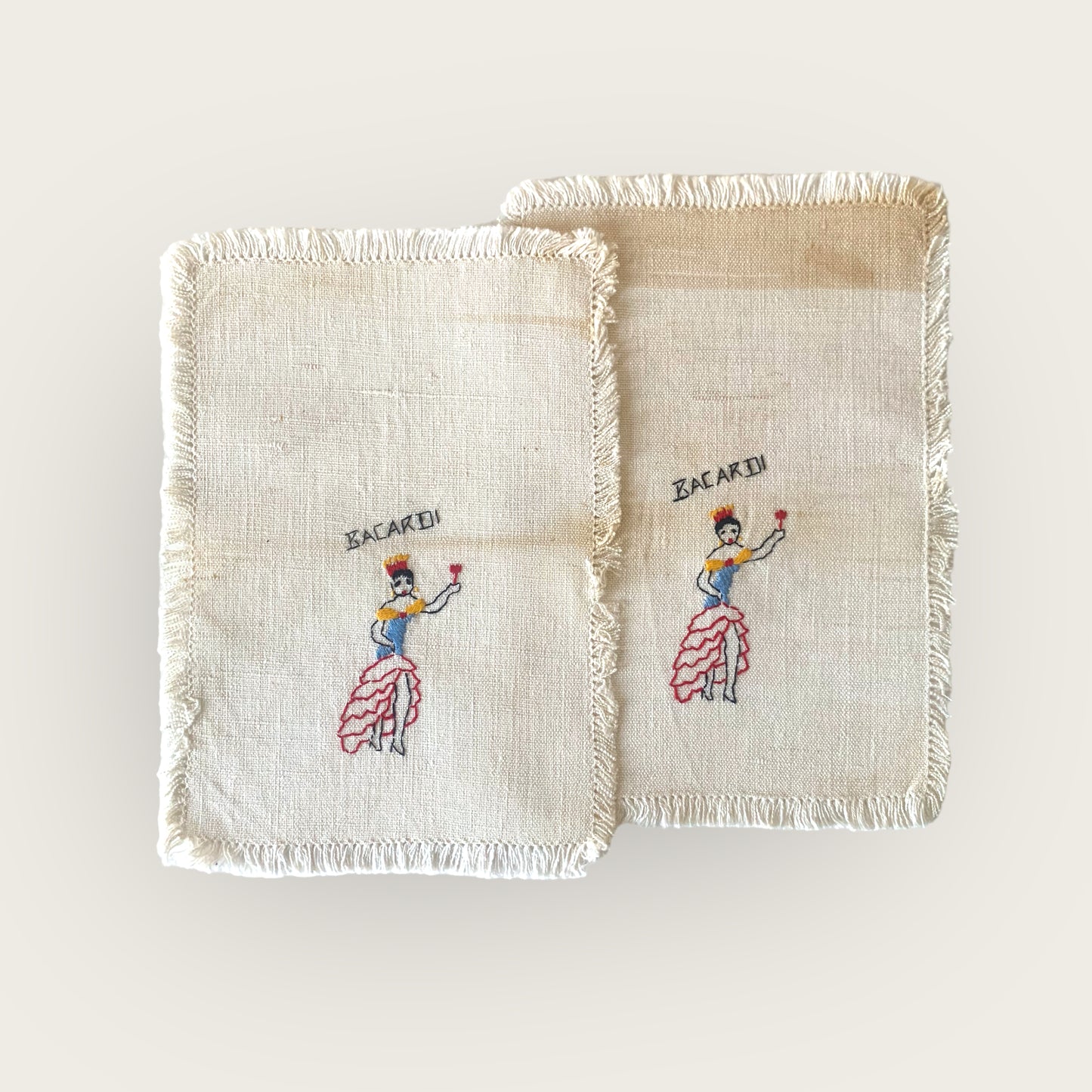 vintage embroidered 'bacardi' bar napkin