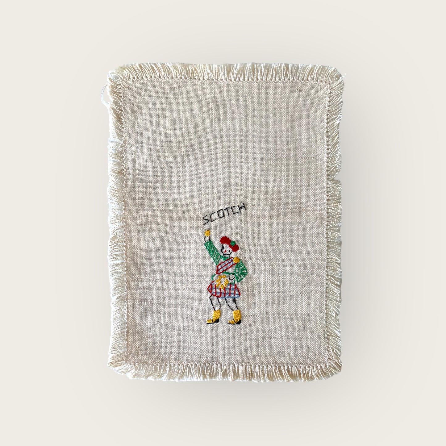 vintage embroidered 'scotch' bar napkin