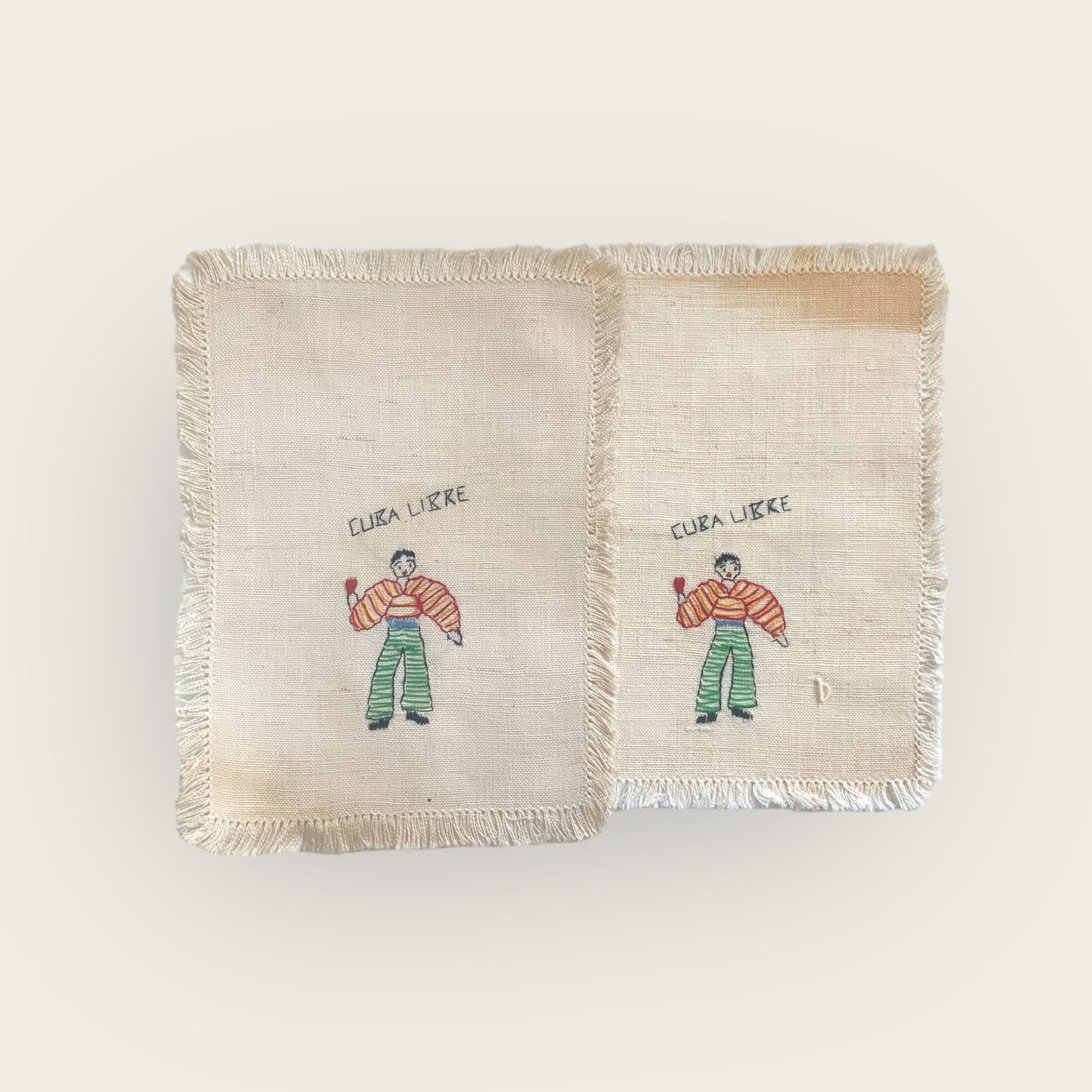 vintage embroidered 'cuba libre' bar napkin