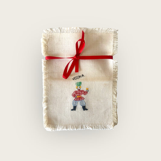 vintage embroidered 'vodka' bar napkin