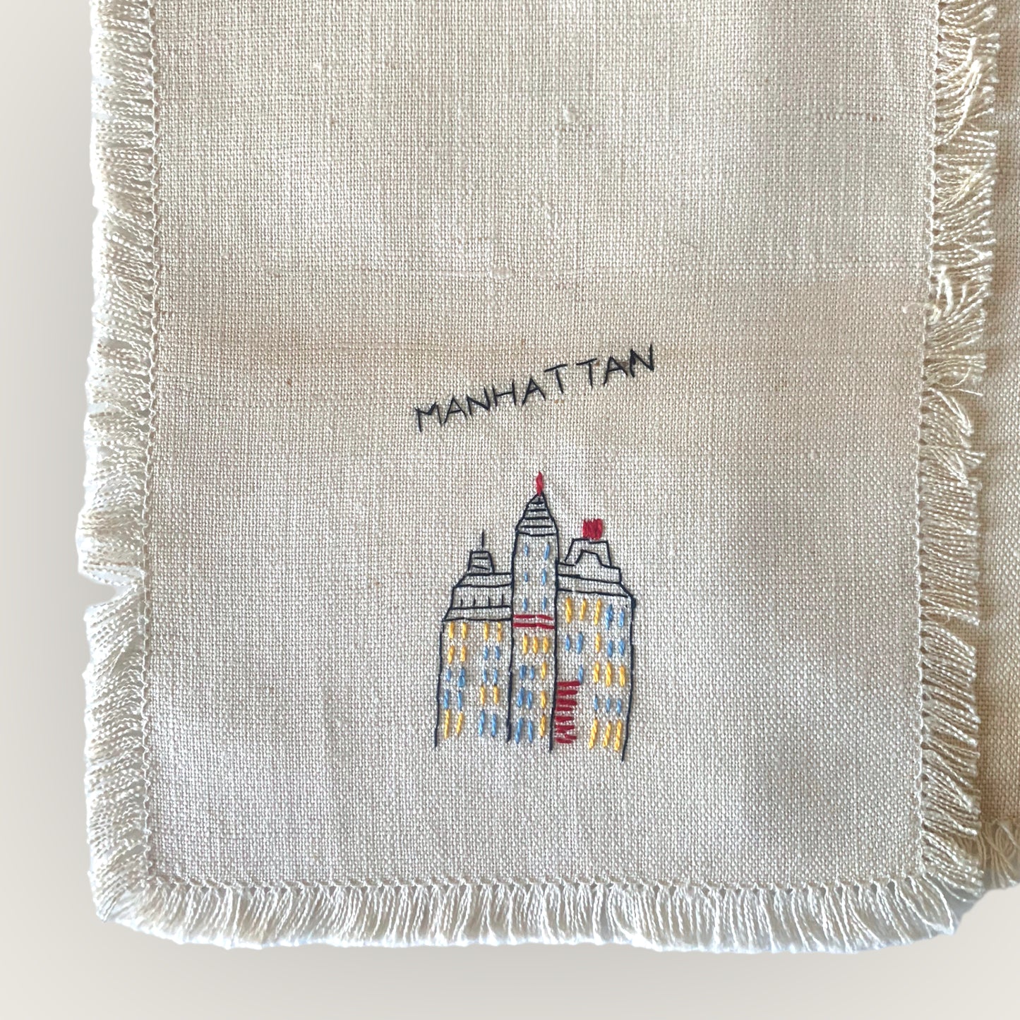 vintage embroidered 'manhattan' bar napkin