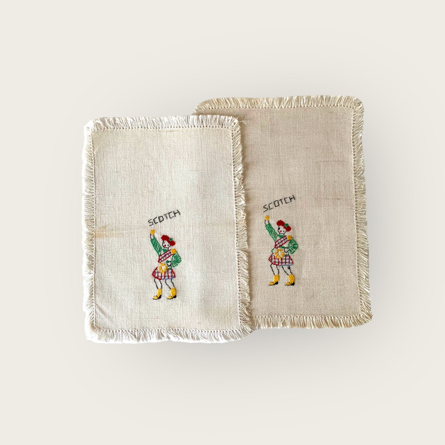 vintage embroidered 'scotch' bar napkin