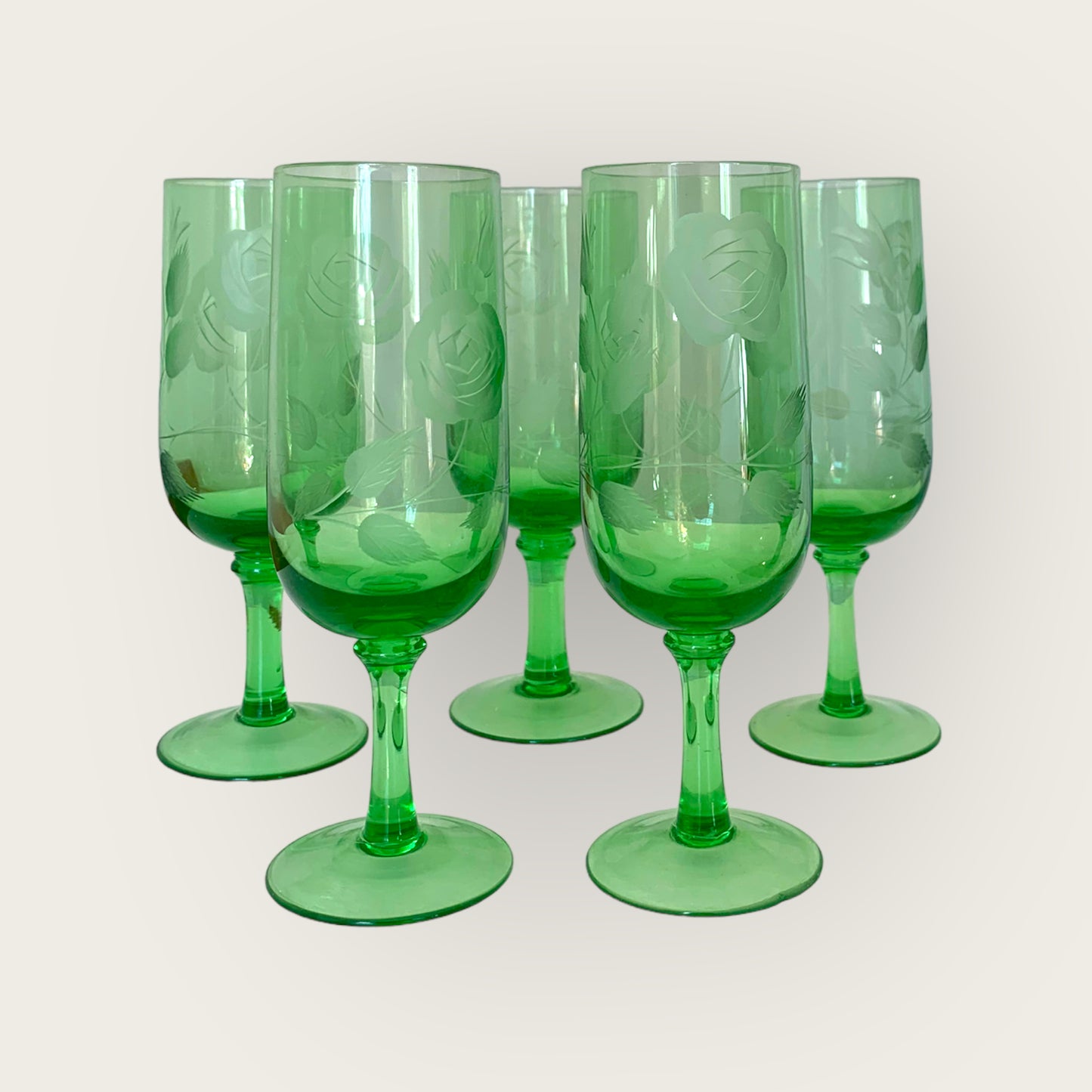 green sipping glasses
